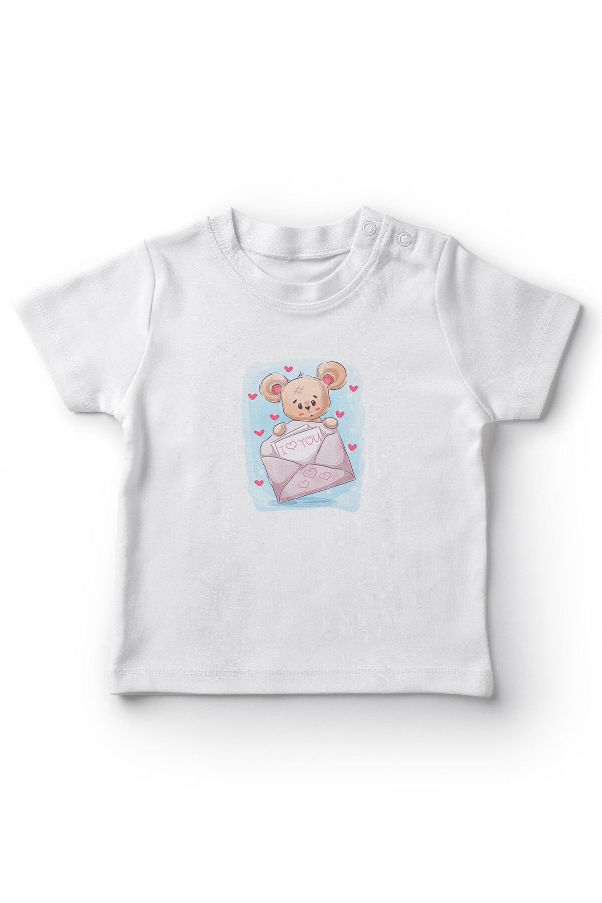 Angemiel baby verliefd op kleine beer babymeisje t-shirt wit