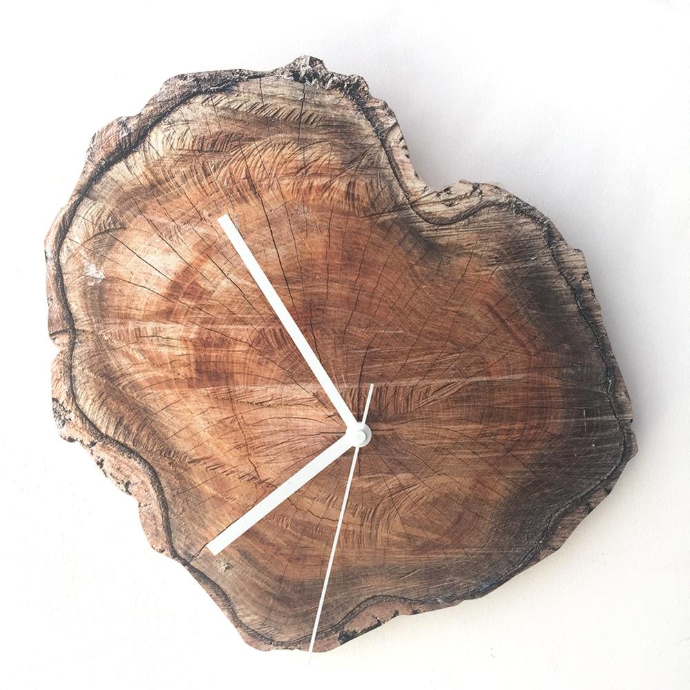 Minimalistisk vægur retro nordisk moderne stue træ timer vintage træ korn hængende reloj de pared køkken dekoration: Wc2020