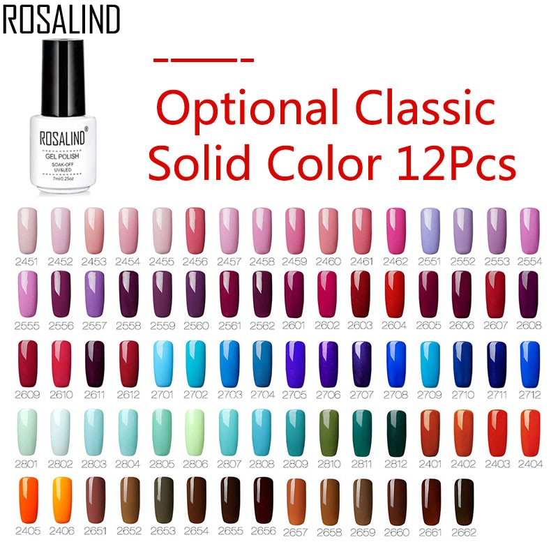 (6 10 12 Stks/set) rosalind Gel Nagellak Set Optionele Classic Pure Kleur Vernis Semi Permanente Manicure Set Acryl Nail Kit