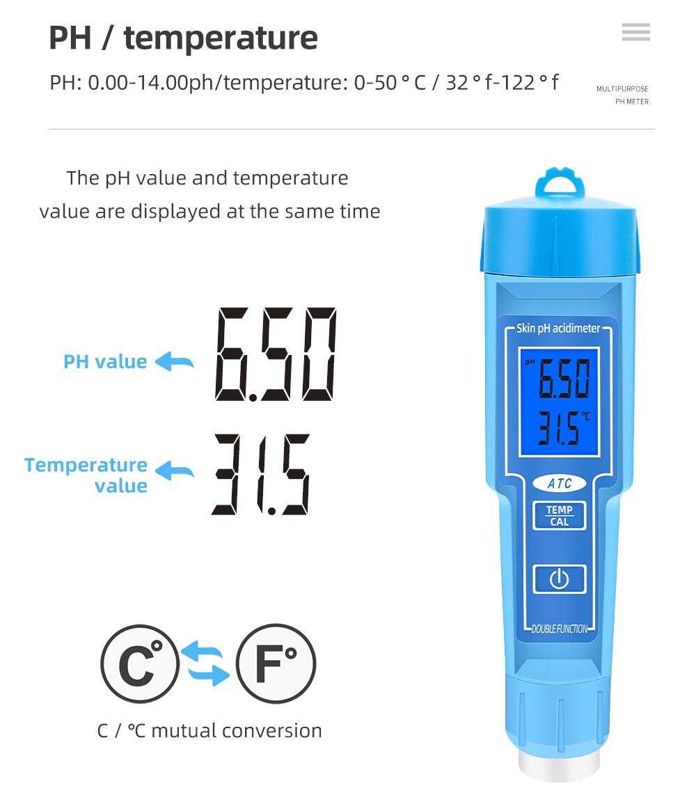 Digital Automatic Calibrating PH Meter ph-61181 PH Temp Acidimeter For Loose Soil Cheese Creams Water Tester 30% off