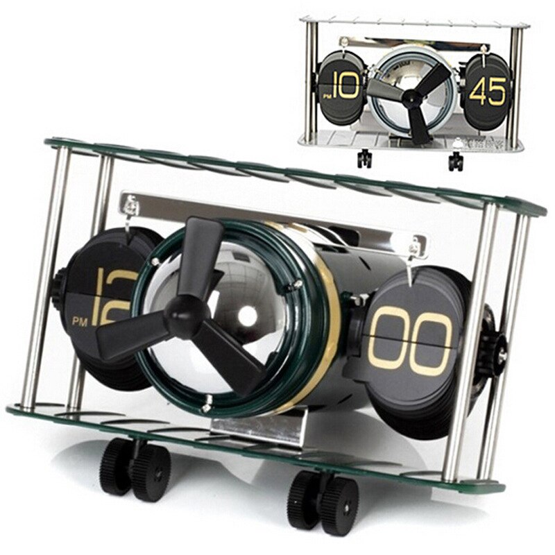 Europejski styl cichy automatyczny zegar robić obracania stron samolot w kształcie myśliwca strona-zegar obrotowy zegar pokojowy