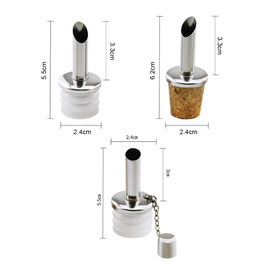 Wine Pourer 2Pcs Stainless Steel Alcohol Liquor Spouts Bottle Dispenser Wine Bottle Stopper With Cap Wine Accessories