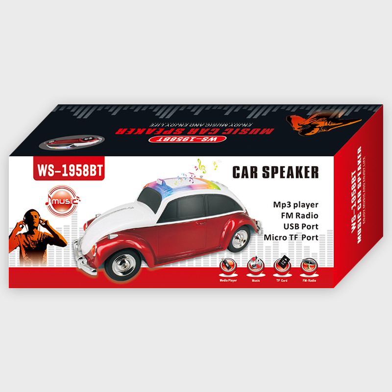 EONKO WS-1958BT Car Shape Taxi Bluetooth Speaker with TF USB FM AUX Handsfree LED Light Rechargeable Battery