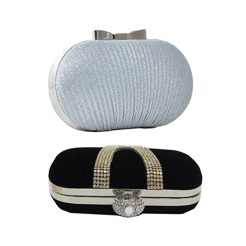 1 stk ruskind fløjl rhinestone stud en ring indretning clutch taske & 1 stk rhinestones clutch aftentaske æg form dag clutch