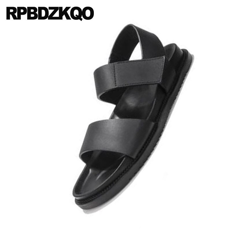 Men Gladiator Sandals Summer Water Native Roman Outdoor Flat Leather Strap White Black Casual Soft Shoes