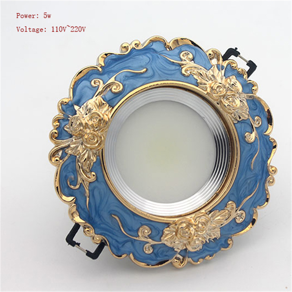 Art Deco Resin Blauw Goud Guirlande Led Downlighters Woonkamer Hal 5W 7W Loft Interieur Inbouw Plafonds Lamp 110V 220V Spanning: Paars / Body Kleur