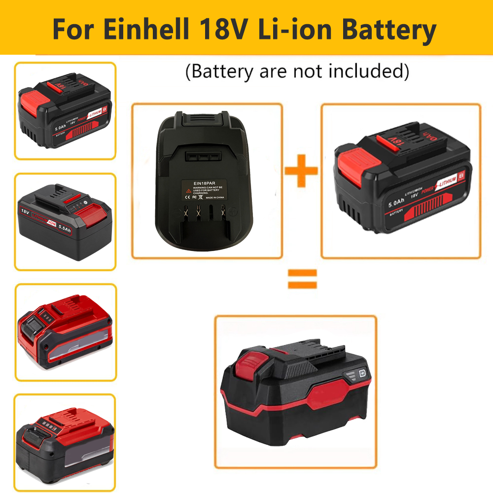 Adaptador de bateria para einhell 18v conversor de bateria de íon-lítio para parkside 20v bateria de íon-lítio ferramentas elétricas eiin18par