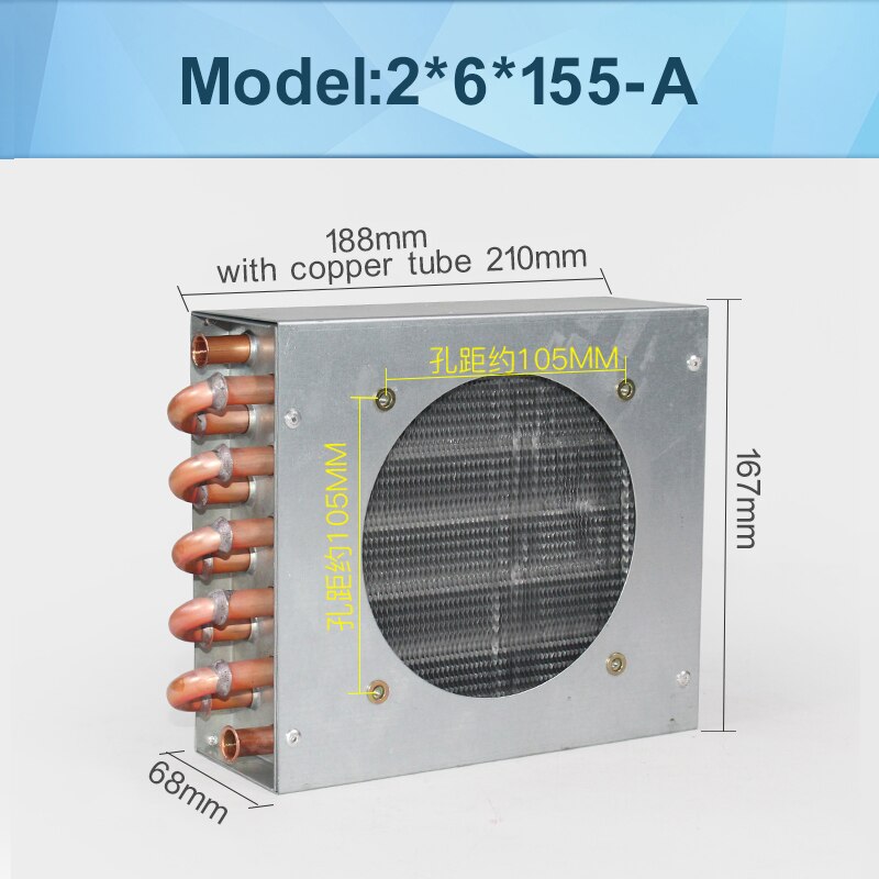 1 stücke Kondensator klimaanlage Kühlschrank Mit Gefrierfach Kondensator mit Fan Shell Kupfer Rohr Aluminium Ausrüstung Wasser kühlung: 2x6x155 A / without joint