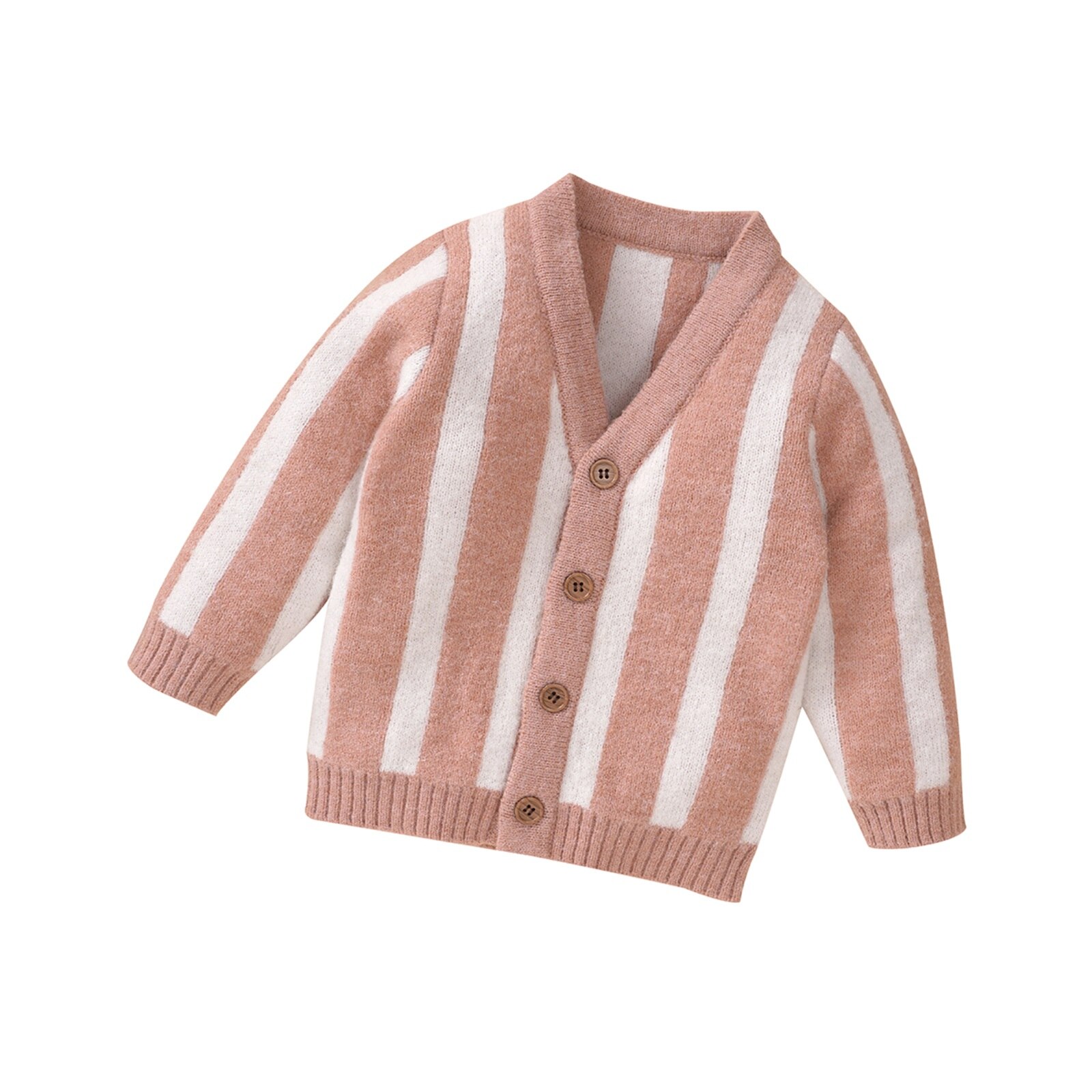 Bambini neonati ragazze Cardigan lavorato a maglia strisce autunnali maglione a maniche lunghe neonato monopetto Outwear abiti Casual: Colore rosa / 18-24 Months