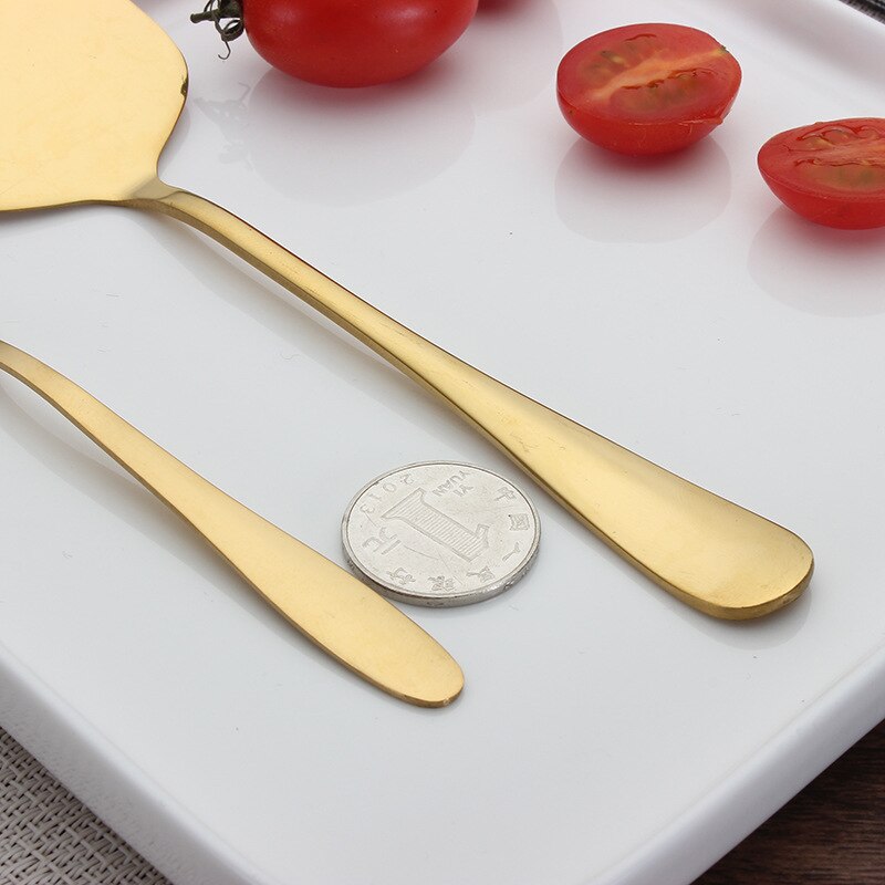 Guld kage spatel gafler sæt rustfrit stål eftermiddagskage skovl dessert frugt gaffel bryllup fødselsdag kage server sæt