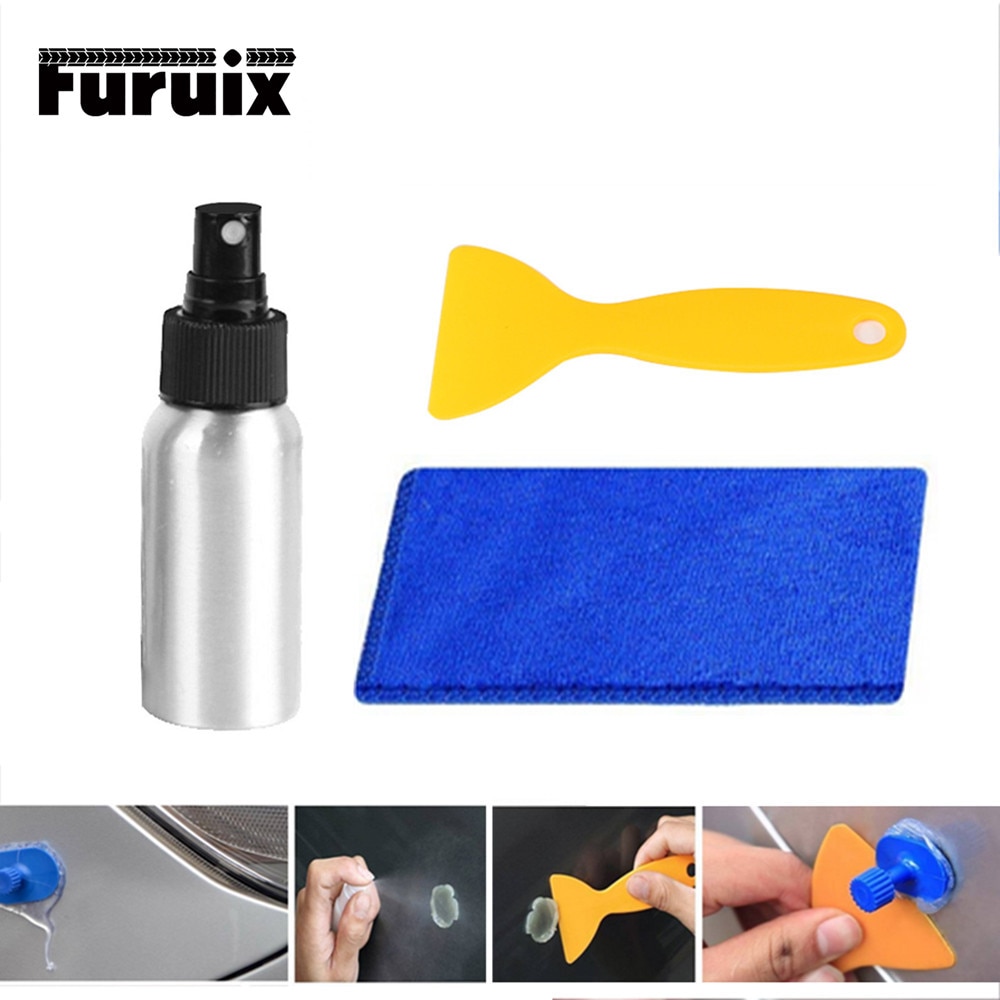 FURUIX PDR gereedschap auto deuk remover plastic schraper te verwijderen lijm van auto body met Rag alcohol fles voor verwijderen de silicon