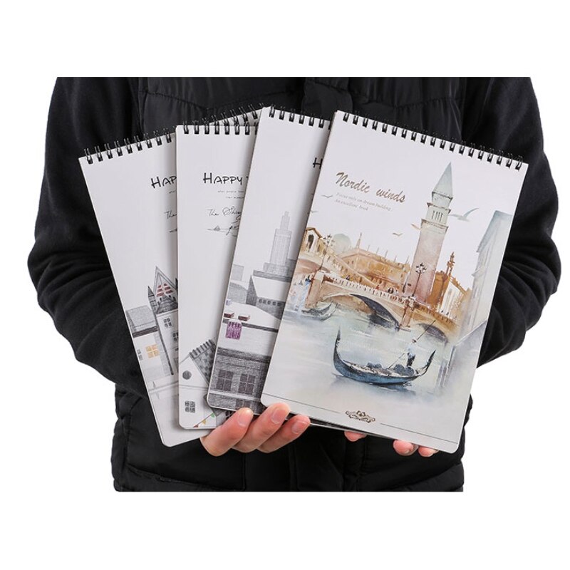 B5 spiral notepad diary horizontal blank paper inner page picture drawing book college student notebook thickened vertical flip