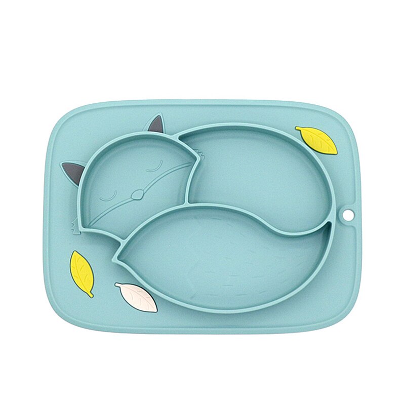 Alimentation plaques d'aspiration bébé nourriture plaque enfants Silicone plateau vajillas platon infantile plats pratos enfant manger bol prato infantil: Bamboo green