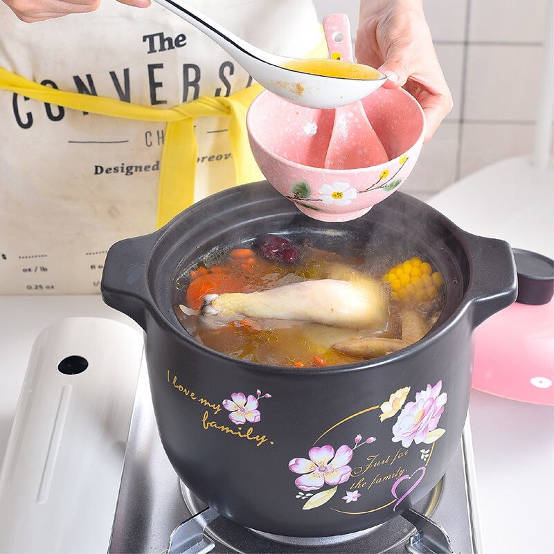 Olla de cerámica cacerola olla sopa Gas hogar cerámica piedra olla fuego resistente al calor tarro de alta temperatura olla de sopa