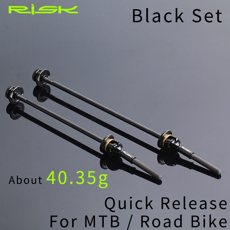 RISK Titanium Carbon Fiber Handle Skewers Only 40g Bicycle QR Skewer Lever 100/135mm For MTB Road Bike Wheel Hub Quick Skewers: Black - 1 Set