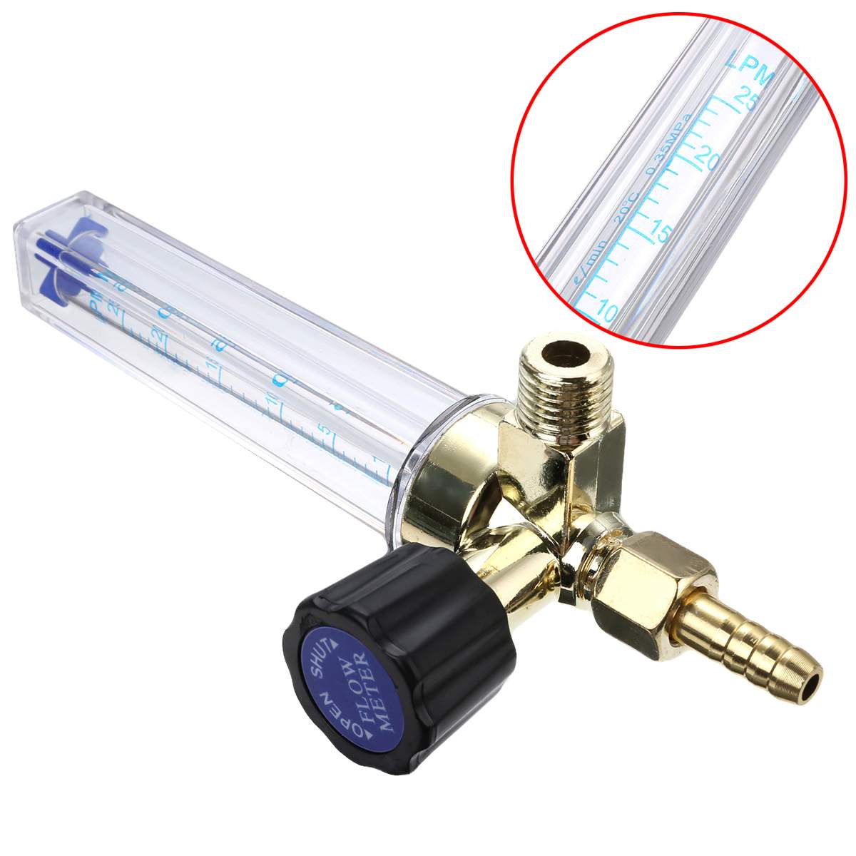 1pc 7mm Barb Argon Flow Meter 1/4PT 0.15 MPA Flow Meter Gas Argon AR/CO2 RegulatorGas Flow Meter Ar Welding