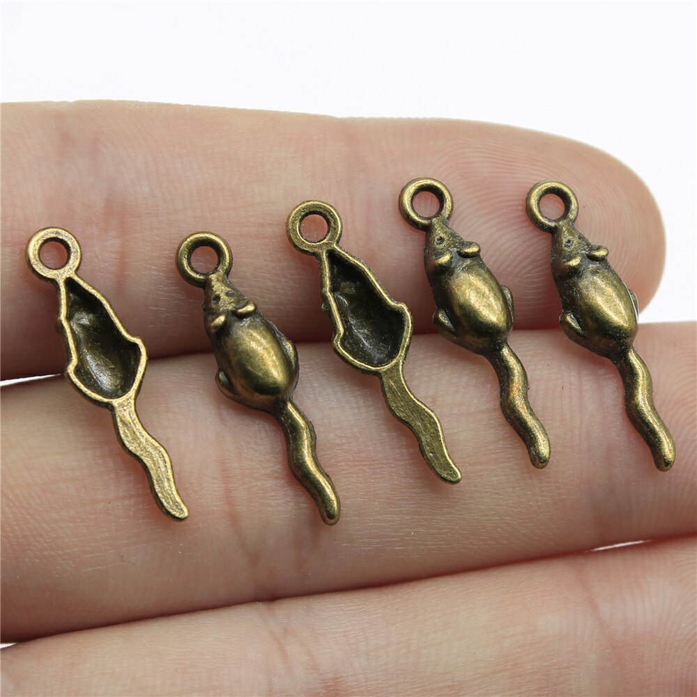 Wysiwyg 20 stk 24 x 6mm vedhæng lille mus mus rotte charme vedhæng til smykker fremstilling 2 farver mus vedhæng: Antik bronze belagt