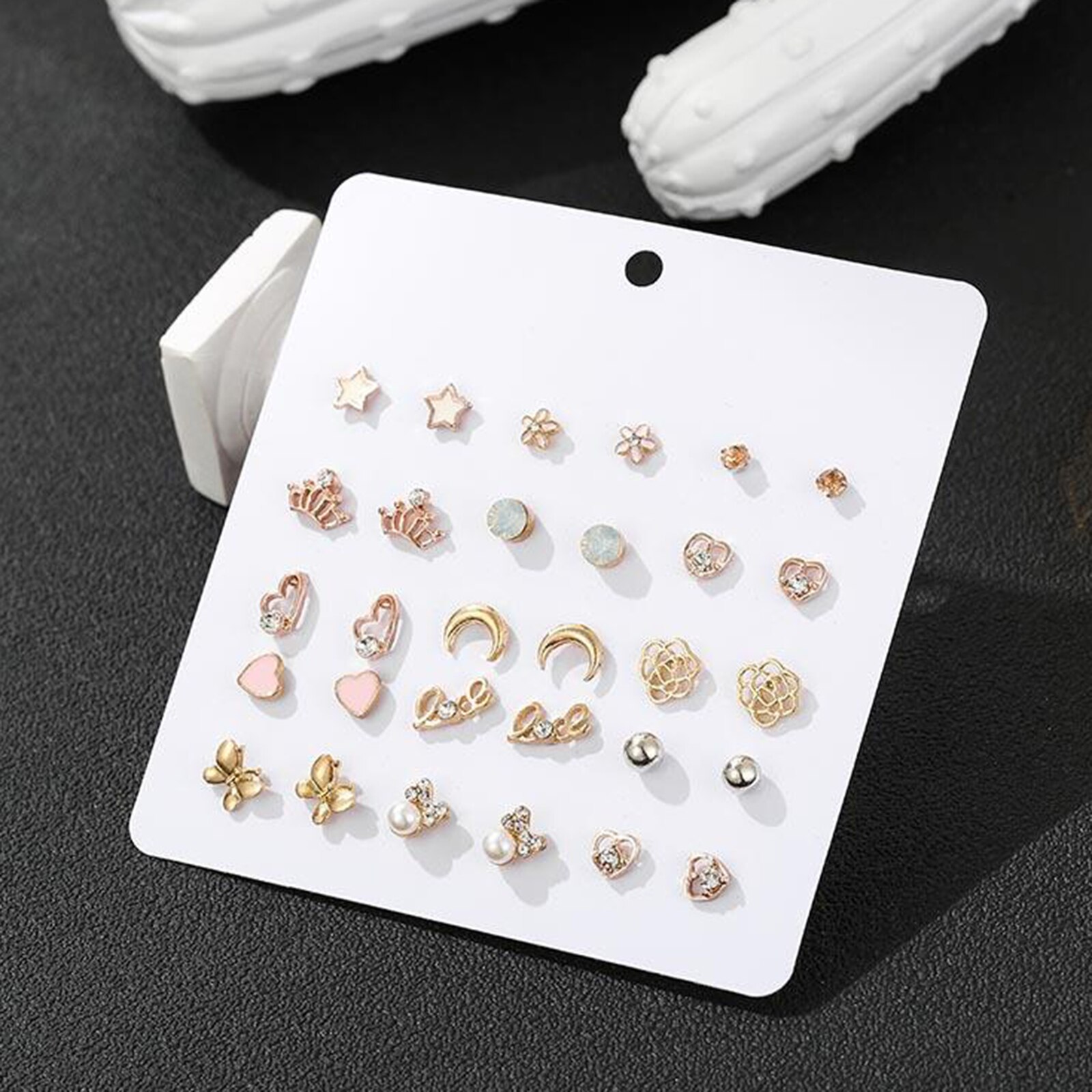 15 Pairs/Pack Girl Stud Earrings Set Pretty Ear Studs For Kids Children Jewelry