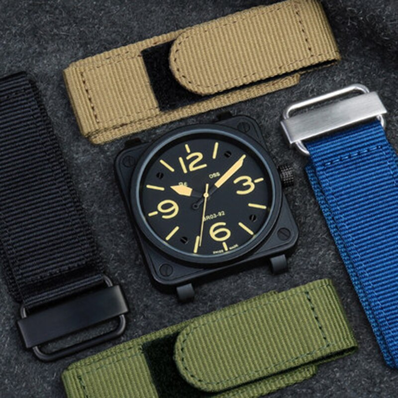 Velcro en Nylon bracelet de montre, robuste, 24mm, adapté pour l'extérieur p-an-rai B & R, nylon bracelet de montre