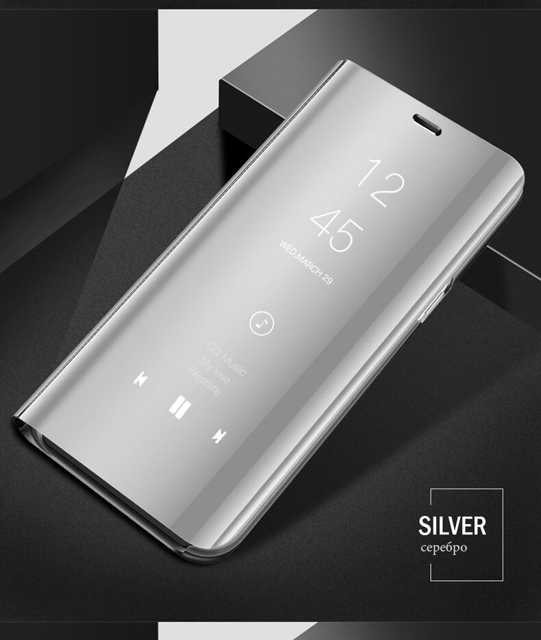 On For Huawei P9 p9 case cover 5.2" flip Smart Mirror protective phone pocket On For Huawei P9 case EVA-L09 EVA-L19 EVA-L2 cover: Silver