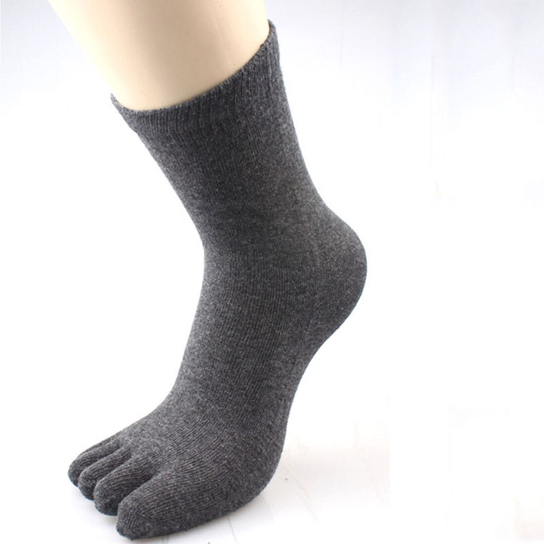 Men Socks Cotton Five Finger Toes Socks Breathable Business Dress Warm Autunm Winter High Ankle Soft Cotton Long Sox Socks: dark gray