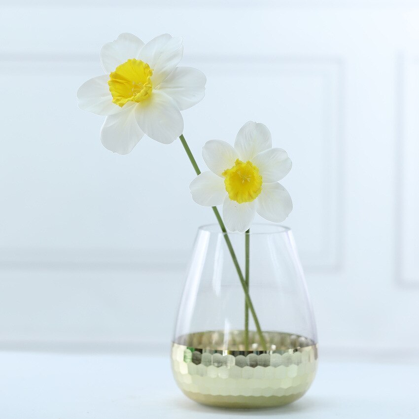 5 stk/parti små påskelilje kunstige blomster til hjemmefest havedekoration kontor bordindretning hvide blomster kunstige