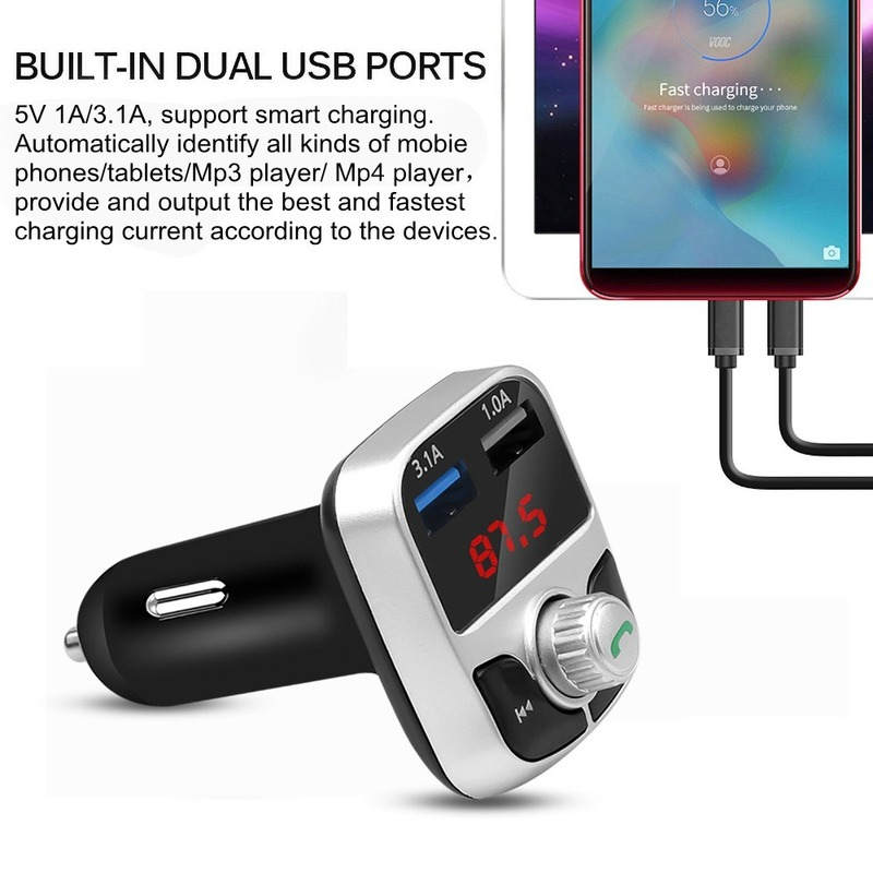 Handsfree Car Kit Bluetooth Fm-zender Lcd MP3 Speler Dual Usb Charger 3.1A Telefoon Oplader Auto Draadloze Audio Ontvanger