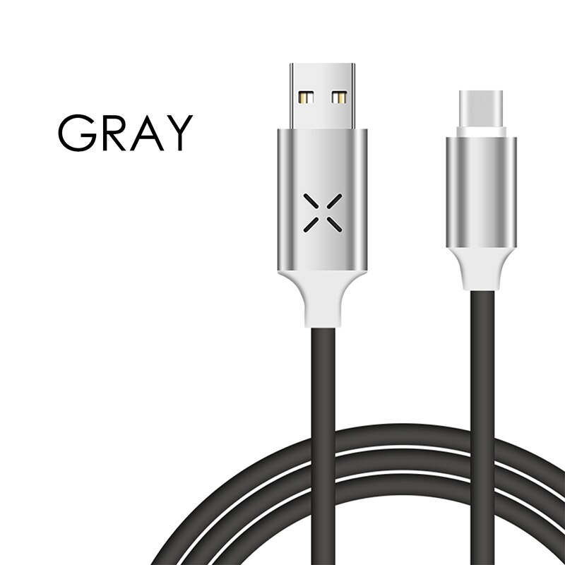 Voice Control USB Kabel - 1m Lichtgevende Oplaadkabel met LED voor Type-C, Micro USB, iPhone: Grijs / Voor type c
