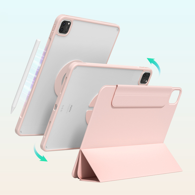 For iPad Air 11 10.9 Pro 11 13 inch Magnetic Case for iPad Mini 6 7 10.2 9th 8th 7th Gen Rotate 360°Detachable Back Case: nine / Red