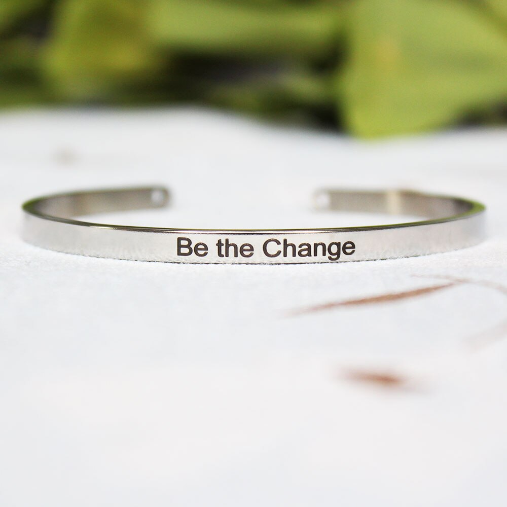 Stainless Steel Engraved Message Bracelet Positive Inspirational Letter Bracelet & Bangle For Women SL-150: R