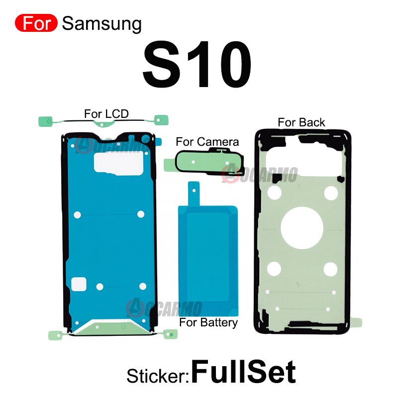 Pełny zestaw naklejek do Samsung Galaxy S10 Lite Plus S10+S10 5G S10E Przedni ekran LCD i tylna bateria Klej samoprzylepny Wymiana: Błękitny