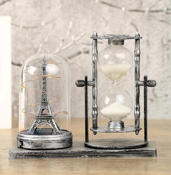 Retro Metalen Zandloper Timer 30 Minuut Zand Zandloper Valentine Ambachten Thuis Kantoor School Decoratieve Light Emitting Iron Tow