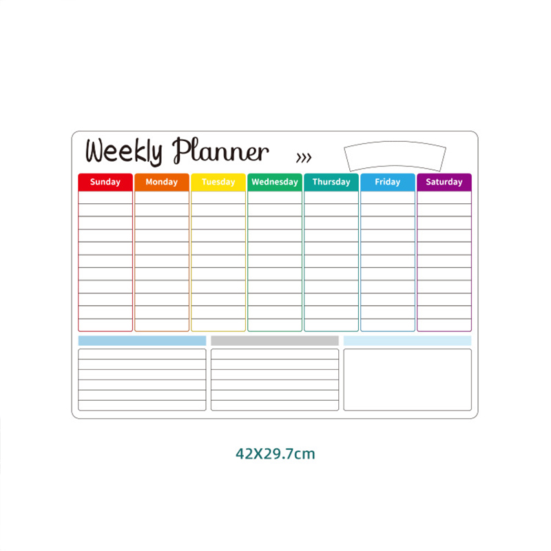 Planificador semanal mensual magnético, calendario, mesa, pizarra blanca de borrado en seco, pegatina para nevera, tablero de mensajes, menú: YELLOW
