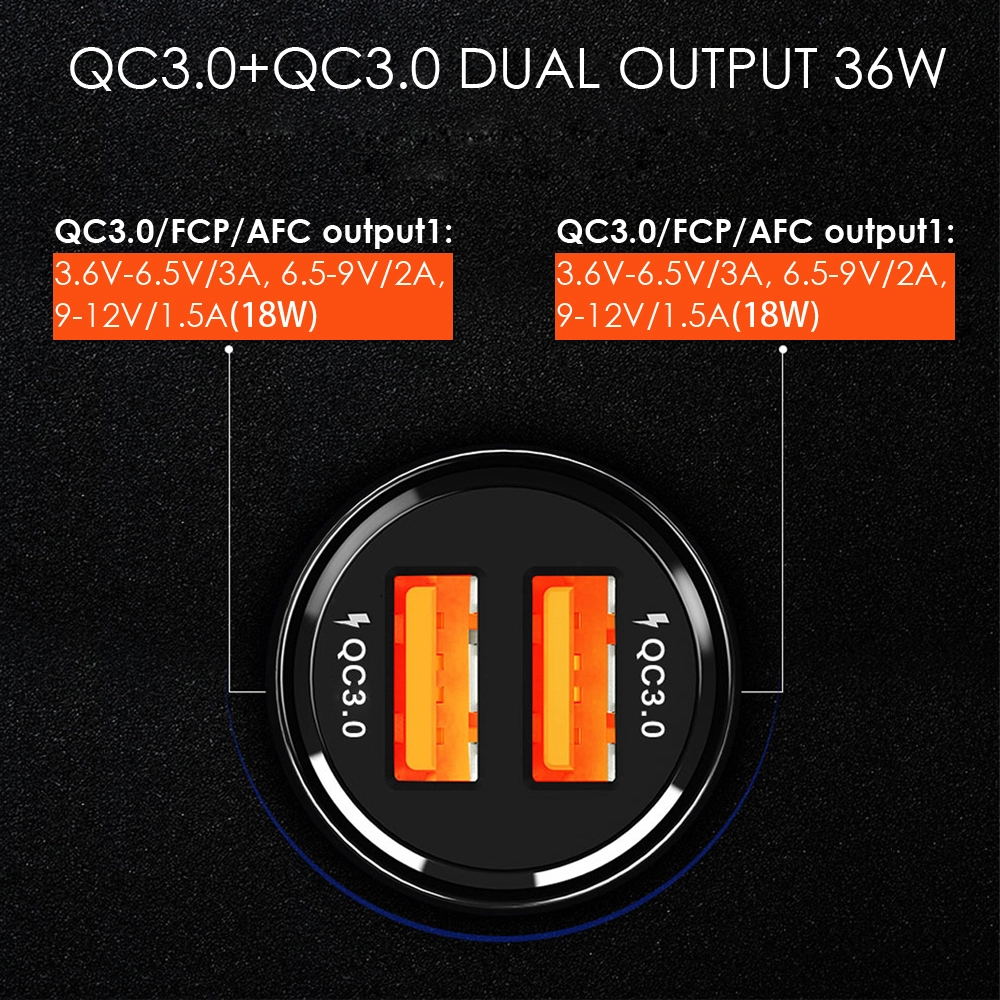 36W 2 Poort QC3.0 Auto Oplader Voor Mobiele Telefoon Oplader 2 Poort Voor IPhone11/Ipad/S9/ s10 Huawei Xiaomi Rapid Auto En 3A Kabel