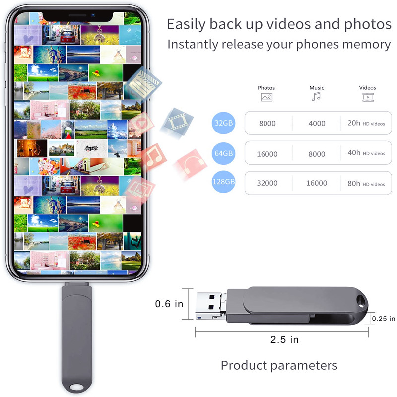 Metalowy dysk Flash Usb OTG 256GB 128GB 64GB 32GB 16GB dla iPhone 3 w 1 błyskawica HD USB Flash 3.0 Pendrive Cle dysk pamięci na Ky