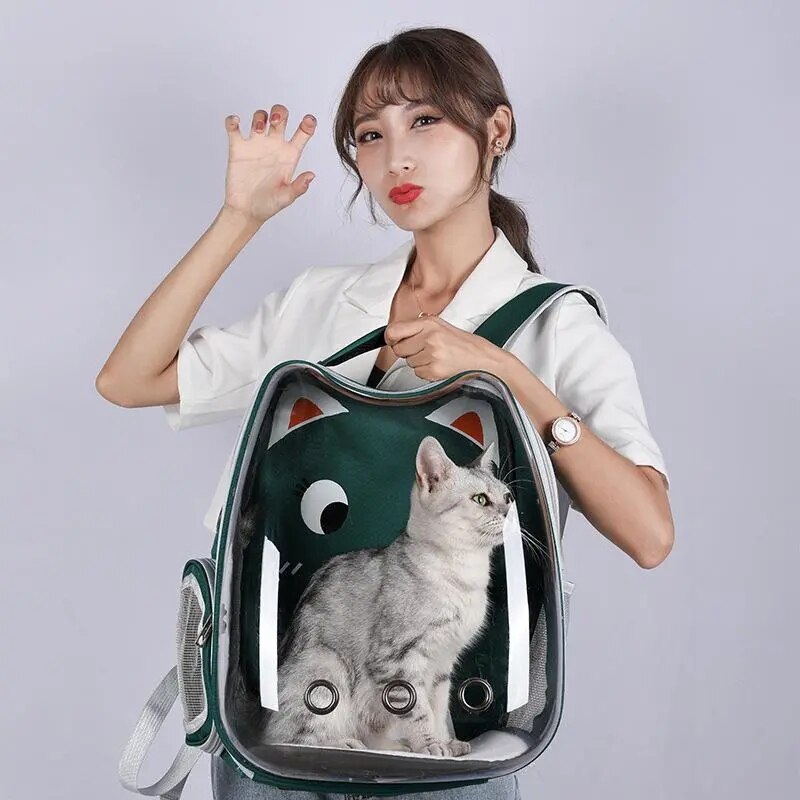 Cat Bag Breathable Portable Pet Carry Backpack Cat and Dog Outdoor Travel Backpack Transparent Cute Ear Pet Backpack Cat Bag