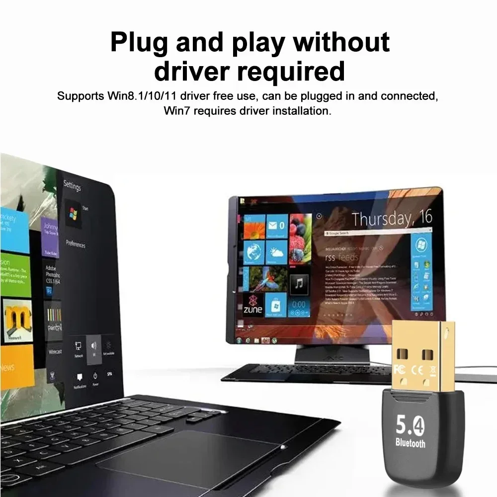 Adattatore Bluetooth USB Bluetooth 5.4 Dongle Adaptador per PC Mouse wireless Keyborad Laptop Ricevitore audio musicale Trasmettitore USB