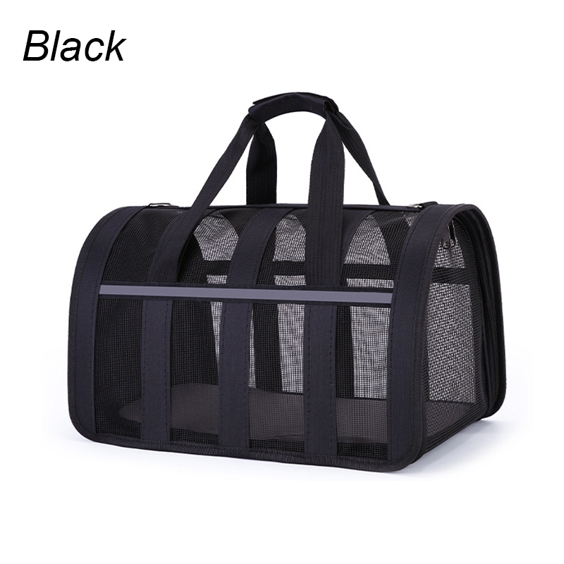 Przenośna torba podróżna dla psa i kota Oddychająca siatka dla małych psów i kotów Składana torebka z siatki dla małych i średnich klatek: XL / czarny
