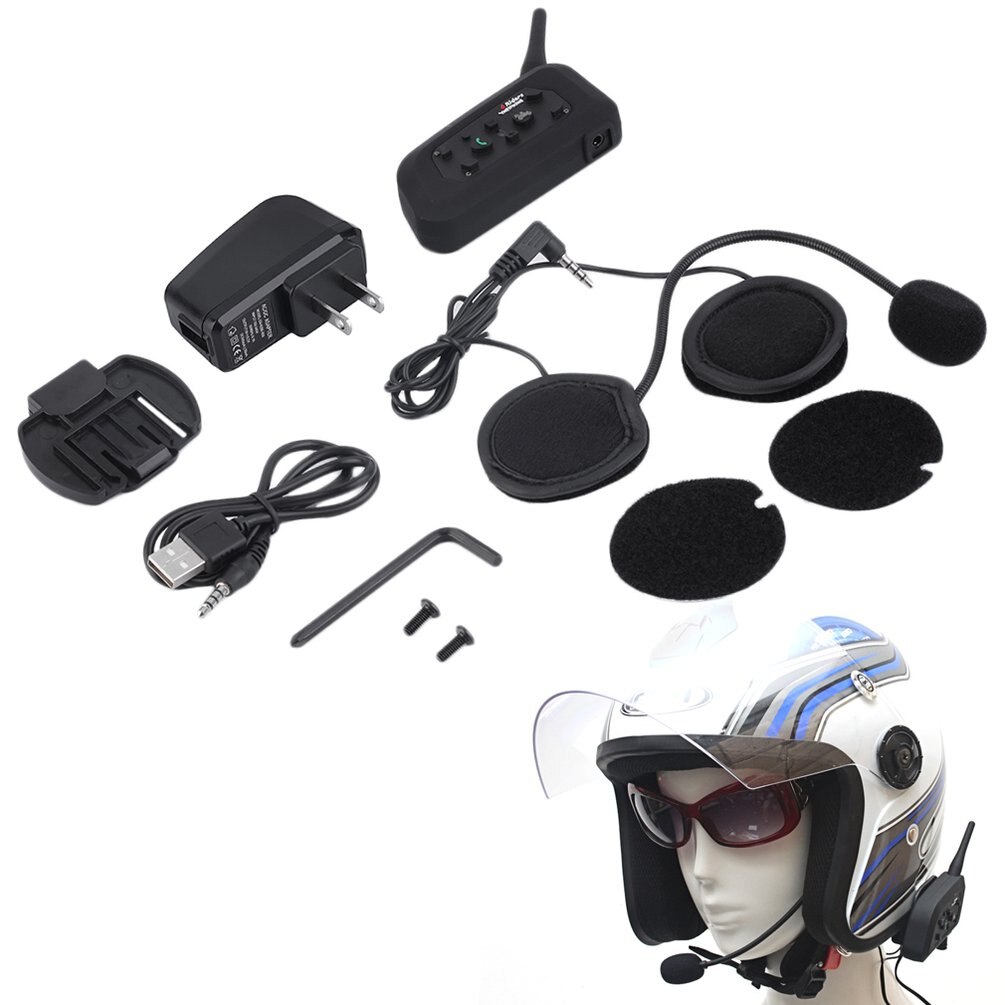 V6 Helmet Intercom 6 Riders 1200M Motorcycle Intercom Headset Walkie Talkie Helmet BT Interphone Plug