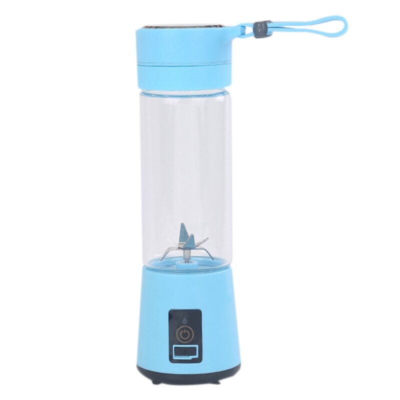 420Ml Portable presse-agrumes bouteille en verre presse-agrumes USB Rechargeable 6 lames presse-agrumes Smoothie mélangeur Machine mélangeur Mini jus tasse bleu: Default Title