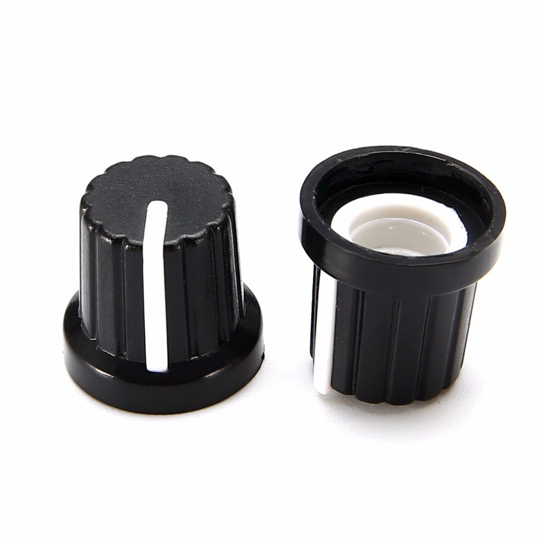10pcs Black Potentiometer Knob Caps Plastic For 6mm Shaft Hole Plastic Volume Control