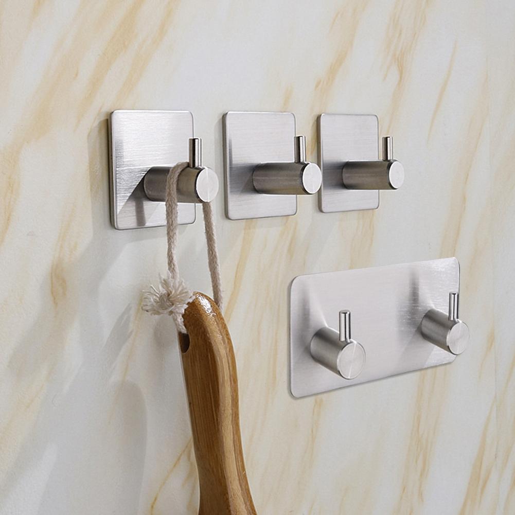 Rvs Kapstok Zware Roestvrij Opslag Hanger Opknoping Haken Zelfklevende Rack Bijkeuken Badkamer Accessoires