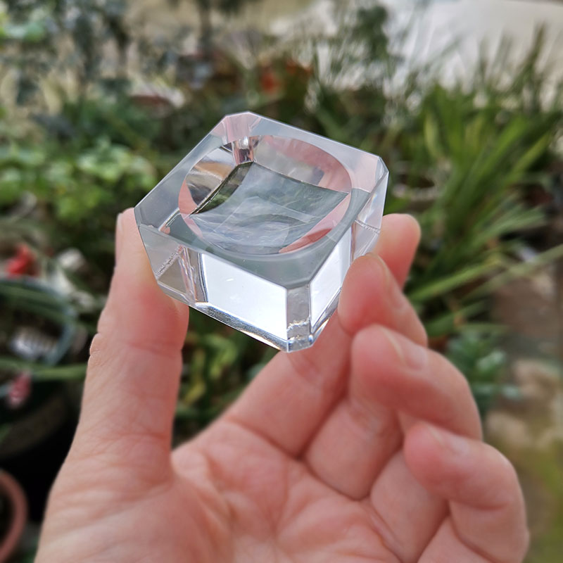 1 stk. glas firkantet dimple krystalkugle display base bordholder stativ dekorationer til hjemmet dekoration papirvægt dekorative bolde: 30 mmx 30 mmx 18mm