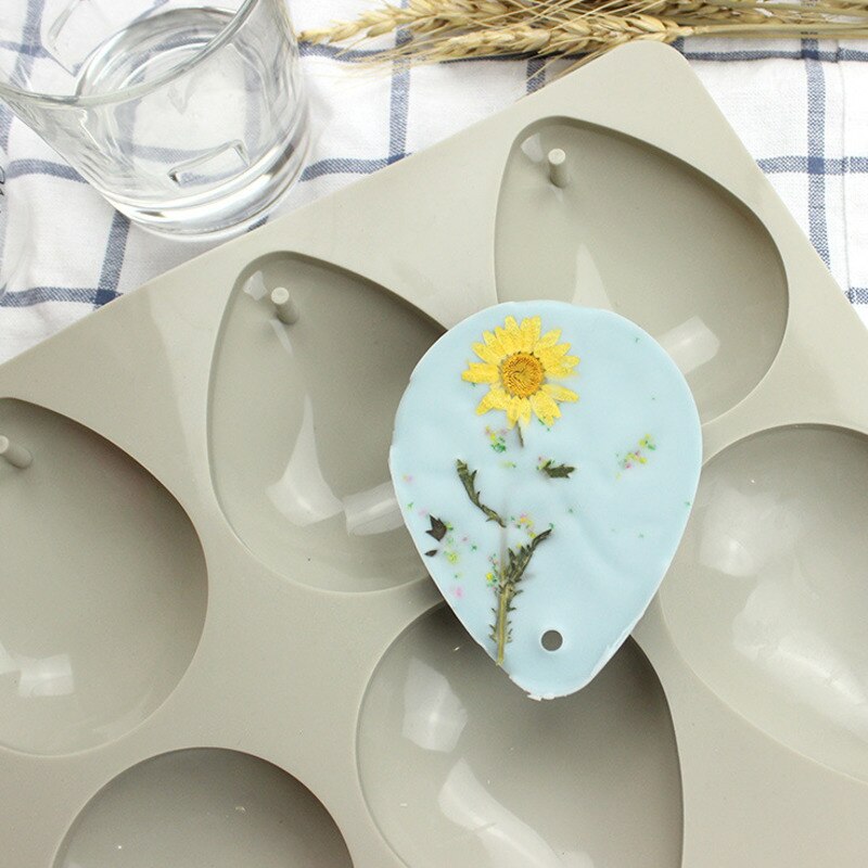 26x22cm Wax Tablet Silicone Mold DIY Handmade Candle Molds for Plaster Soap 6 Linked Aromatherapy Gypsum Water Drops Form