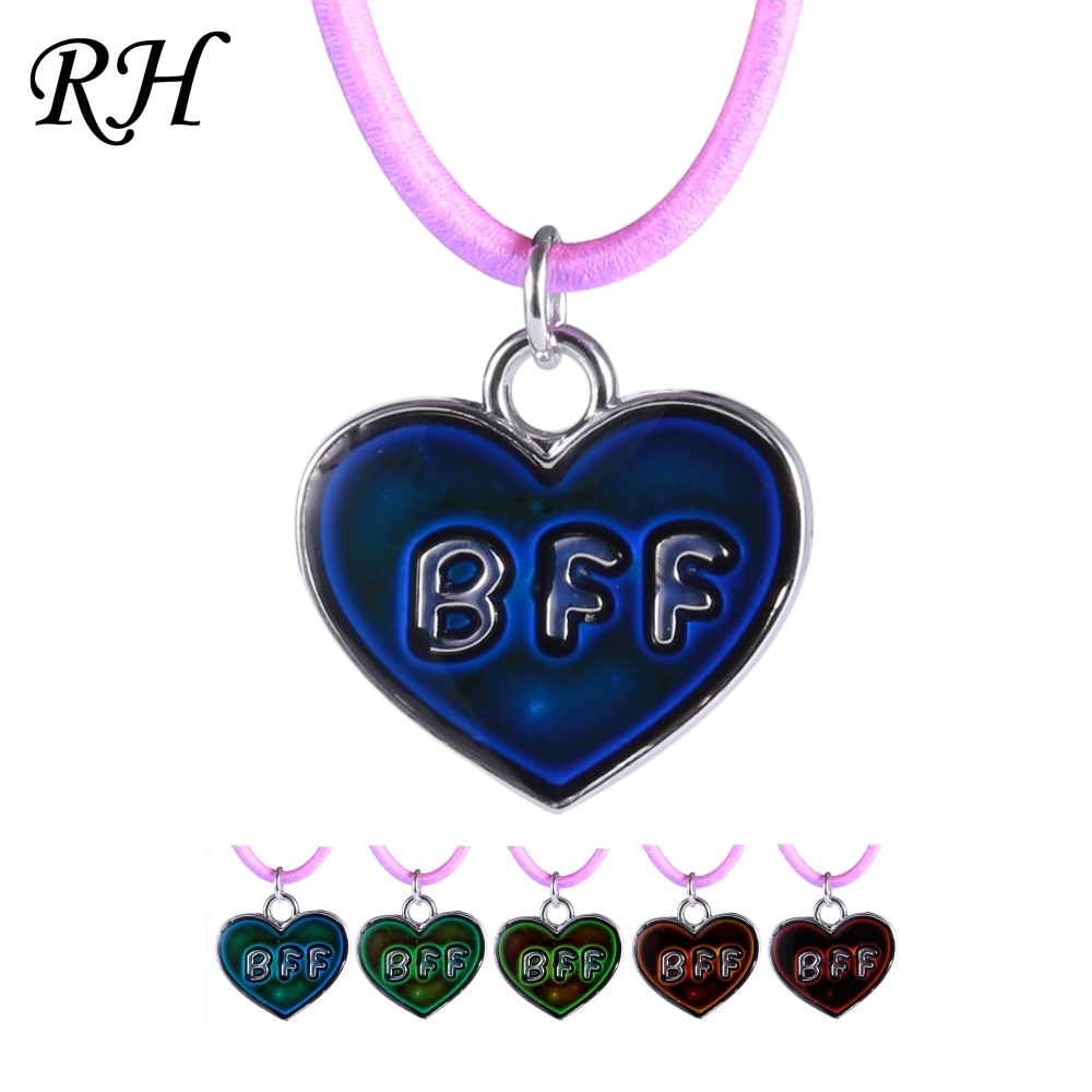 BFF Beste Vriend Voor Altijd Changing Mood Ketting Hanger Hart Ketting Enamel Ketting Sieraden Kleur Veranderende Door Temperatuur