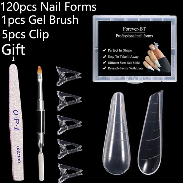 Set de 120 Uds. De utensilios para extensiones de uñas, juego de 5 uds. De pinceles para manicura, Gel acrílico de construcción rápida, sistema Dual: 1  AE   set