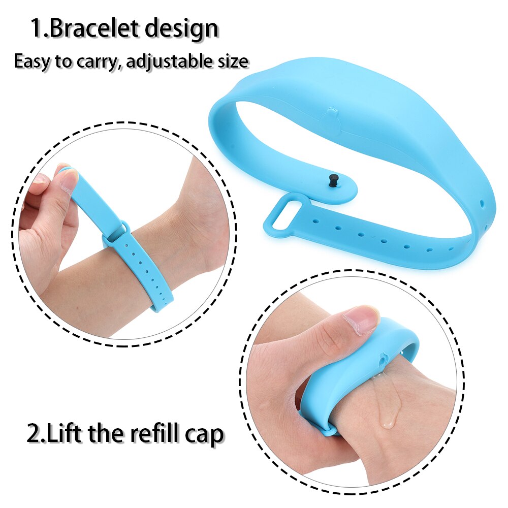 Outdoor Portable Hand Sanitizer Dispensing Wristband Hand Wash Dispenser Refillable With Squeeze Bottle Silicone Soap Bracelet