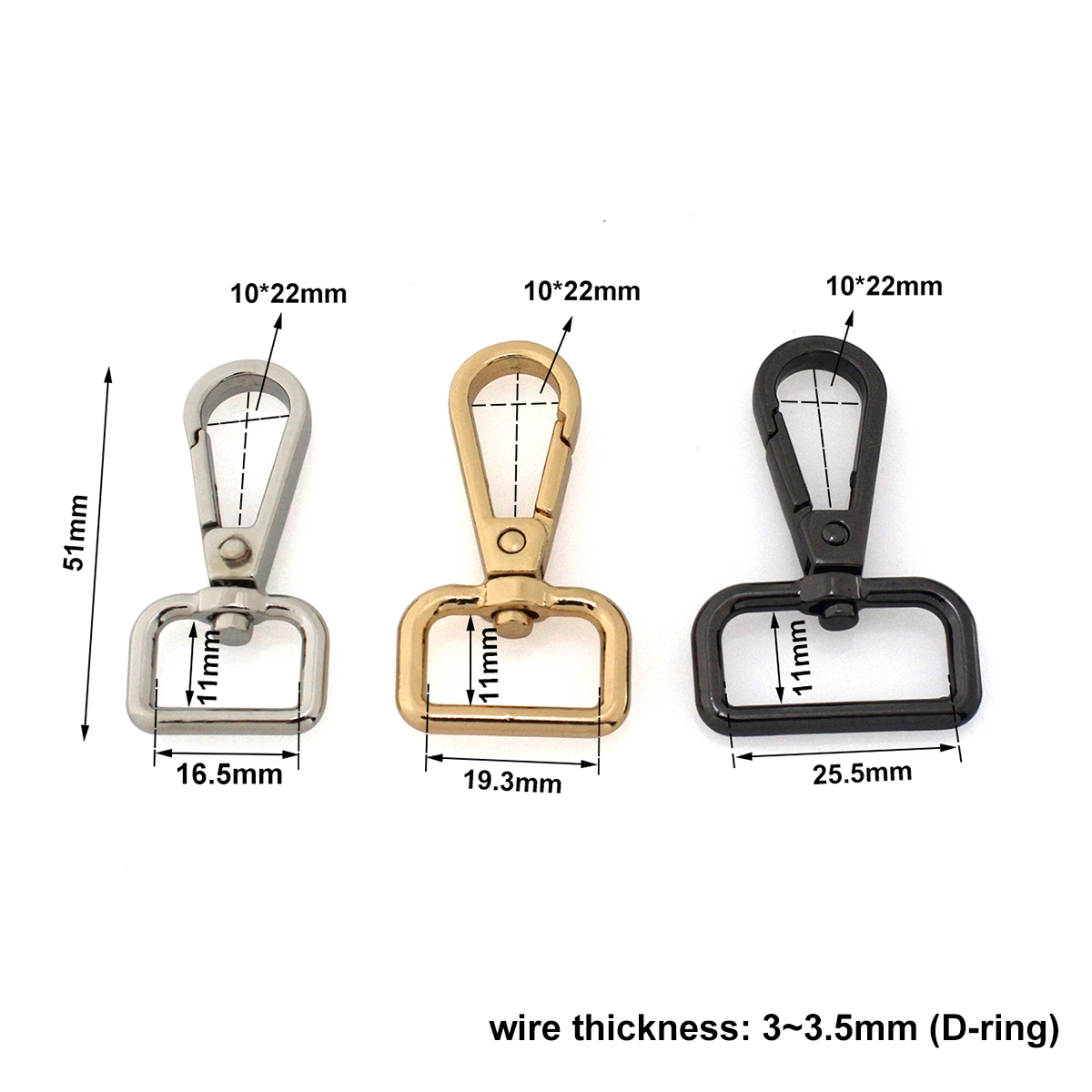 1pcs Metal Snap Hook Swivel Eye Trigger Clip Clasp for Leather Craft Bag Strap Belt Webbing 5/8" 6/8" 1" Three Size More Color
