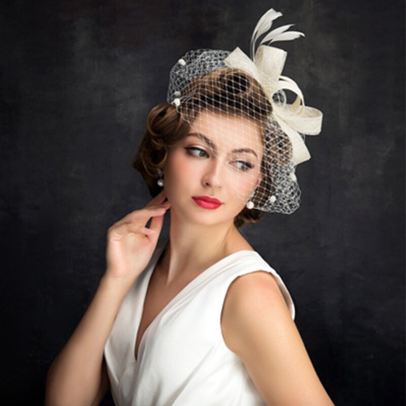 Weiß Hochzeit Vogelkäfig Schleier Gesicht Schleier Vogelkäfig Schleier Bräute Fascinator Weiß Schleier Velo De Rejilla: Ursprünglich Titel