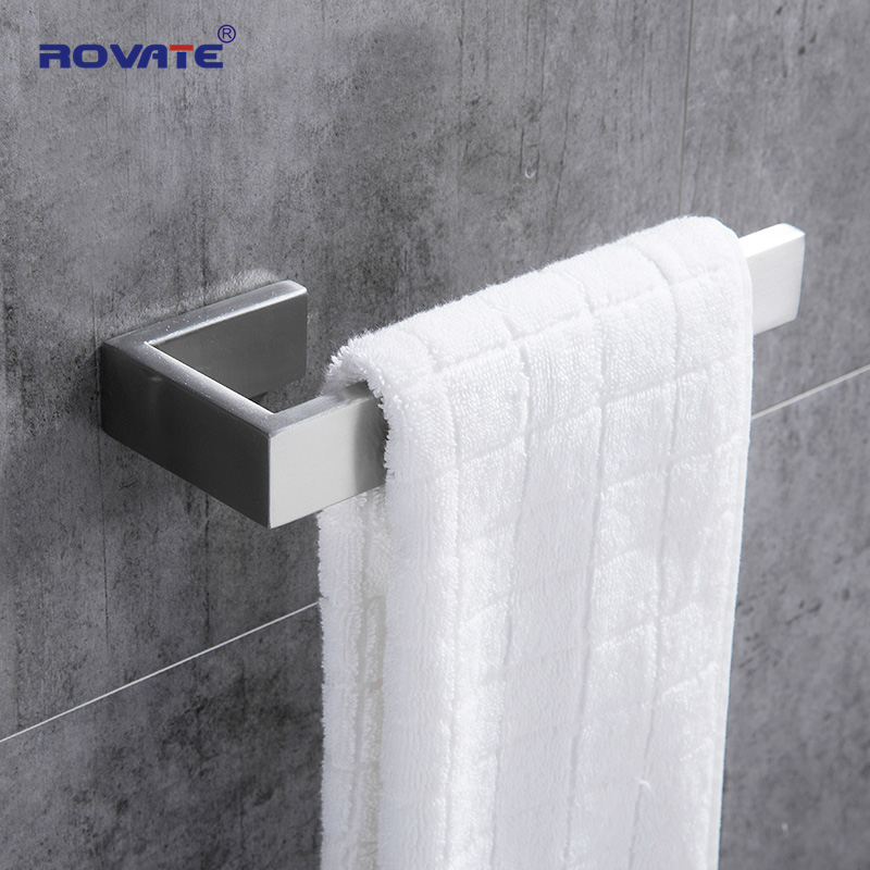 Rovate badeværelse firkantet håndklædeholder, sus 304 rustfrit stål håndklæde ring vægmonteret håndklæde bar badeværelse tilbehør